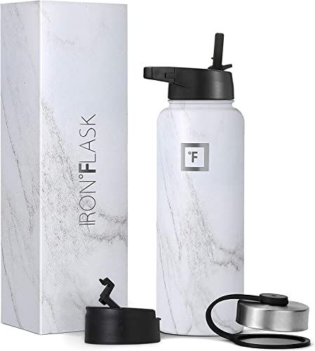 IRON Â°FLASK Sports Water Bottle - 40oz, 3 Lids (Straw Lid), Leak Proof - Stainless Steel Gym & Sport Bottles for Men, Women & Kids - Double Walled, Insulated Thermos, Metal Canteen
