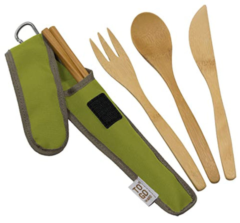 Bamboo Travel Utensils - To-Go Ware Utensil Set with Carrying Case (Avocado)