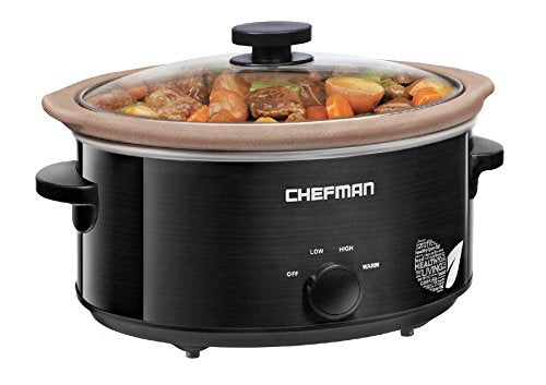 Chefman 5 Qt. Slow Cooker, All-Natural, Glaze & Chemical-Free Pot , Stovetop or Oven Cooking, Dishwasher Safe Crock; Naturally Nonstick & Paleo-Friendly, Low-Lead Stoneware, Bonus Recipes Included