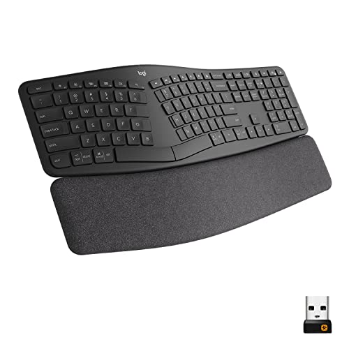 Logitech ERGO K860 Wireless Ergonomic Keyboard - Split Keyboard, Wrist Rest, Natural Typing, Stain-Resistant Fabric, Bluetooth and USB Connectivity, Compatible with Windows/Mac