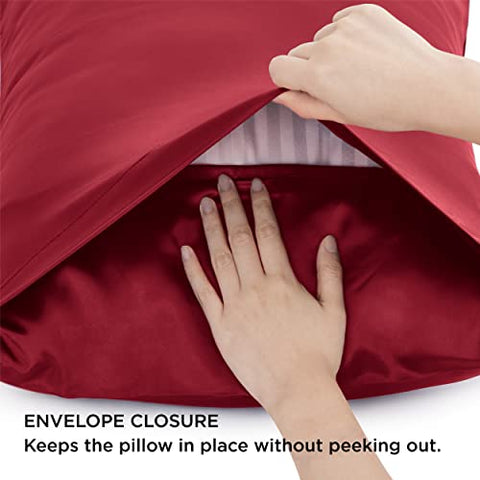 Bedsure Satin Pillowcase for Hair and Skin Standard - Burgundy Silk Pillowcase 2 Pack 20x26 inches - Satin Pillow Cases Set of 2 with Envelope Closure