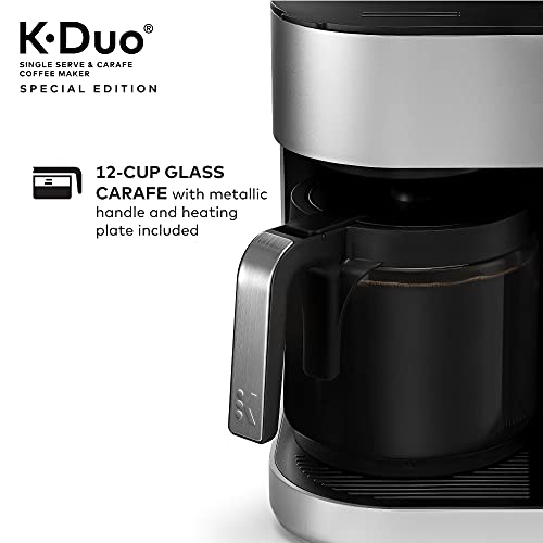 Keurig K-Duo Special Edition Coffee Maker, Single Serve and 12-Cup Drip Coffee Brewer, Compatible with K-Cup Pods and Ground Coffee, Silver