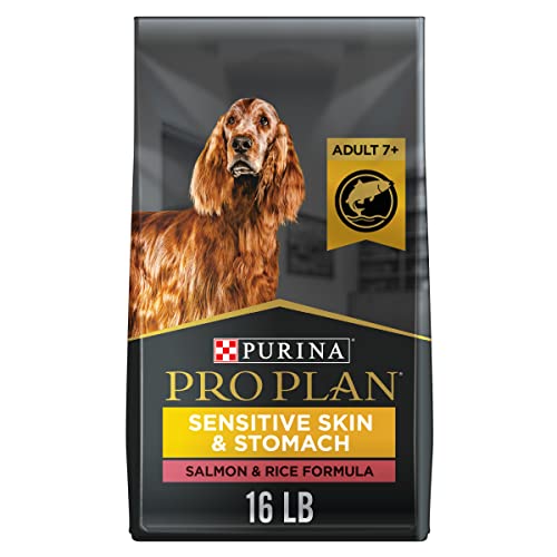 Purina Pro Plan Sensitive Skin & Stomach Dog Food, Dry Dog Food for SENIOR Dogs Adult 7+ Salmon & Rice Formula - 16 lb. Bag