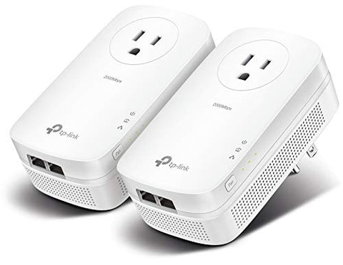 TP-Link AV2000 Powerline Adapter - 2 Gigabit Ports, Ethernet Over Power, Plug&Play, Power Saving, 2x2 MIMO, Noise Filtering, Extra Power Socket for other Devices, Ideal for Gaming (TL-PA9020P KIT)