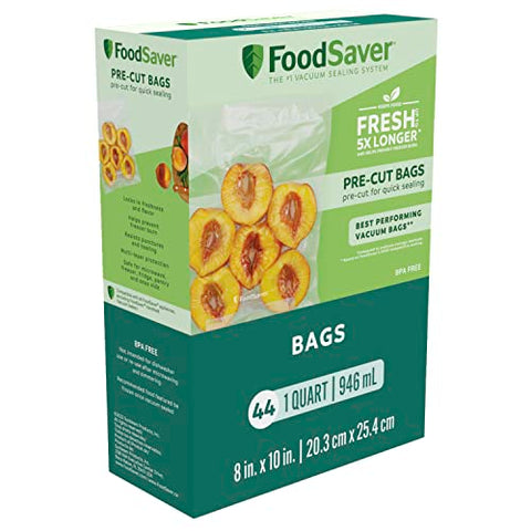 FoodSaver Vacuum Sealer Bags for Airtight Food Storage and Sous Vide, 1 Quart Precut Bags (44 Count)