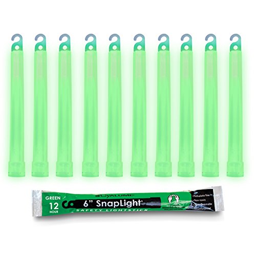Cyalume Glow Sticks Military Grade Lightstick - Premium Green 6” SnapLight Emergency Chemical Light Stick with 12 Hour Duration (Bulk Pack of 10 Chem Lights)
