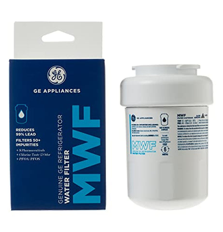 GE MWF Refrigerator Water Filter | Certified to Reduce Lead, Sulfur, and 50+ Other Impurities | Replace Every 6 Months for Best Results | Pack of 1