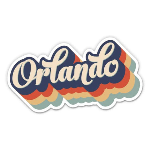 Squiddy Orlando Florida Layered Retro Style - Vinyl Sticker Decal for Phone, Laptop, Water Bottle (3" Wide)