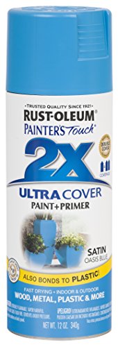 Rust-Oleum 277991 Painter's Touch 2X Ultra Cover Spray Paint, 12 oz, Satin Oasis Blue