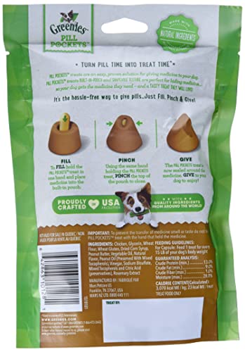 GREENIES PILL POCKETS for Dogs Capsule Size Natural Soft Dog Treats with Real Peanut Butter, 7.9 oz. Pack (30 Treats)