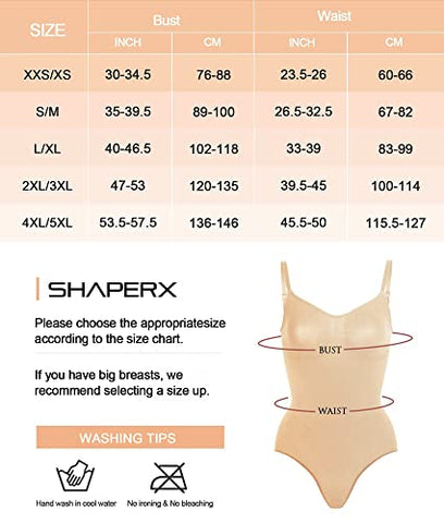 SHAPERX Bodysuit for Women Tummy Control Shapewear Seamless Sculpting Thong Body Shaper, SZ5215-Beige-S/M