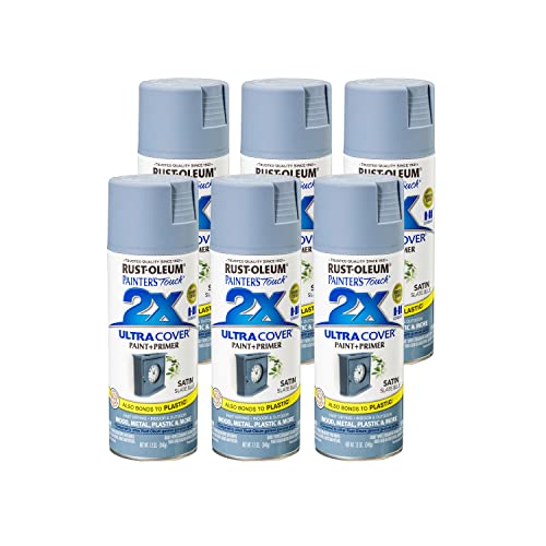 Rust-Oleum 249066-6PK Painter's Touch 2X Ultra Cover Spray Paint, 12 oz, Satin Slate Blue, 6 Pack