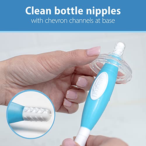 Dr. Brown's Reusable Sponge Baby Bottle Cleaning Brush with Suction Cup Stand, Scrubber and Nipple Cleaner, Blue 1-Pack
