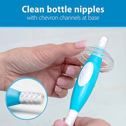 Dr. Brown's Reusable Sponge Baby Bottle Cleaning Brush with Suction Cup Stand, Scrubber and Nipple Cleaner, Blue 1-Pack