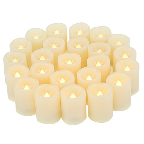 CANDLE CHOICE Battery Operated Flameless Votive Candles Realistic Flickering Fake Electric LED Tea Lights Set Bulk Wedding Party Halloween Christmas Decorations Table Centerpieces Batteries Incl 24PCS