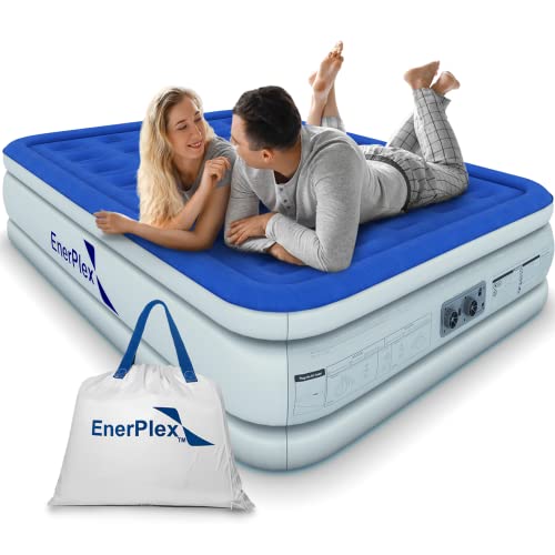 EnerPlex King Air Mattress with Built-in Pump - 16 Inch Double Height Inflatable Mattress for Camping, Home & Portable Travel - Durable Blow Up Bed with Dual Pump - Easy to Inflate/Quick Set Up﻿