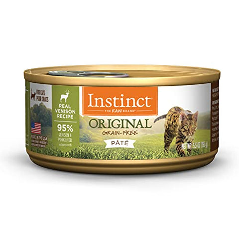 Instinct Original Grain Free Real Venison Recipe Natural Wet Canned Cat Food by Nature's Variety, 5.5 oz. Cans (Case of 12)