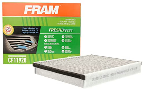 FRAM Fresh Breeze Cabin Air Filter Replacement for Car Passenger Compartment w/ Arm and Hammer Baking Soda, Easy Install, CF11920 for Select Ford and Lincoln Vehicles , white