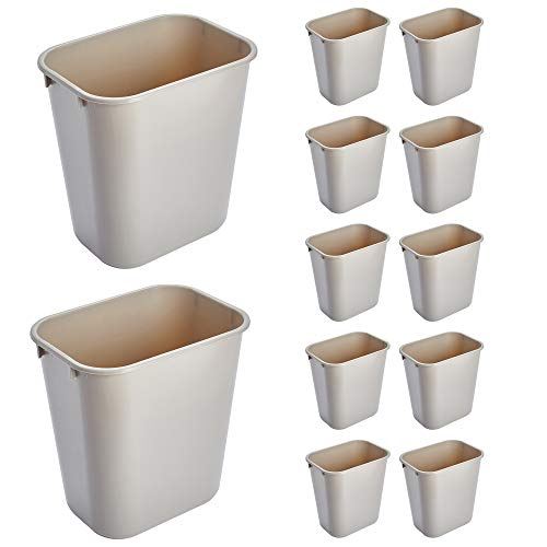 Rubbermaid Commercial Products Receptacle Wastebasket, 3.25-Gallon/12-Quart, Beige, Plastic, Garbage Can for Home/Office, Fits Under Desk/Sink/Cabinet, Pack of 12