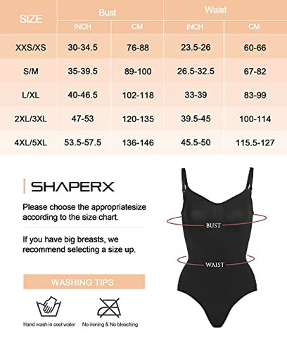 SHAPERX Bodysuit for Women Tummy Control Shapewear Seamless Sculpting Thong Body Shaper Tank Top,SZ5215-Black-2XL/3XL