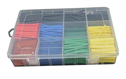URBEST 530 Pcs 2:1 Heat Shrink Tubing Tube Sleeving Wrap Cable Wire 5 Color 8 Size (530Pcs Heat Shrink Tube)