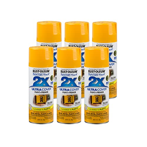 Rust-Oleum 249862-6PK Painter's Touch 2X Ultra Cover Spray Paint, 12 oz, Gloss Marigold, 6 Pack