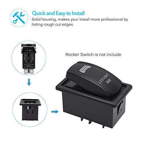 MicTuning MH002 2PCS Rocker Switch Holder Panel Housing Kit Fireproof ABS Plastic Black, 1 Pack