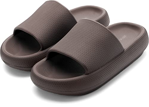 BRONAX Slides for Women and Men | Pillow Slippers House Sandals Comfy Cushioned Thick Sole 46-47 Chocolate