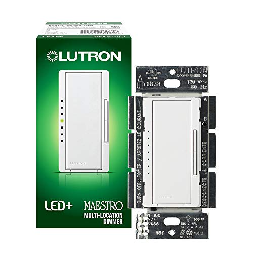 Lutron Maestro LED+ Dimmer for Dimmable LED, Halogen and Incandesent Bulbs | Single-Pole or Multi-Location | MACL-153M-WH | White