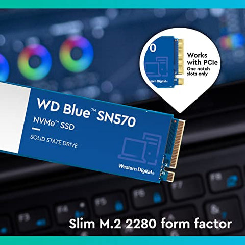 Western Digital 500GB WD Blue SN570 NVMe Internal Solid State Drive SSD - Gen3 x4 PCIe 8Gb/s, M.2 2280, Up to 3,500 MB/s - WDS500G3B0C