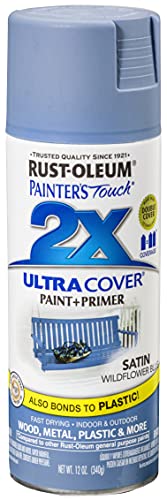 Rust-Oleum 249062 Painter's Touch 2X Ultra Cover Spray Paint, 12 oz, Satin Wildflower Blue