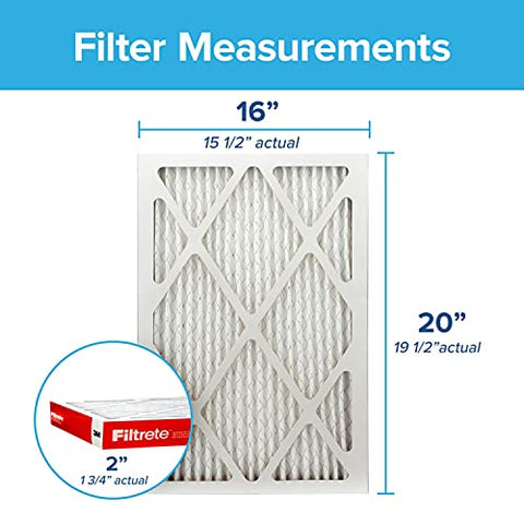 Filtrete 16x20x2 Air Filter MPR 1000 MERV 11, Allergen Defense, 4 Pack (exact dimensions 15.8x19.81x1.81)
