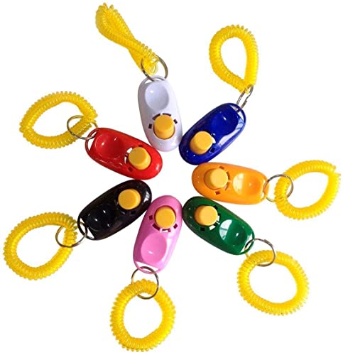 SunGrow 7-Pack Dog Clicker for Training with Wrist Bands, 2 Inches Multicolor, Pet Cat Dog Training Clickers & Behavior Aids, Convenient and Effective Clicker Training Tools for Puppy or Cat
