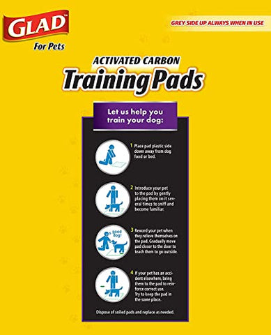 Glad for Pets Heavy Duty Ultra-Absorbent Activated Carbon Puppy Pads with Leak-Proof edges | Training Dog Pee Pads for Dogs Perfect for Training New Puppies | 24 Count - 12 Pack