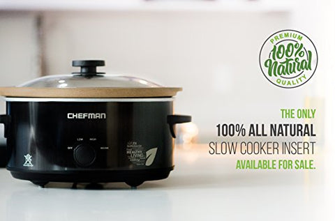 Chefman 5 Qt. Slow Cooker, All-Natural, Glaze & Chemical-Free Pot , Stovetop or Oven Cooking, Dishwasher Safe Crock; Naturally Nonstick & Paleo-Friendly, Low-Lead Stoneware, Bonus Recipes Included