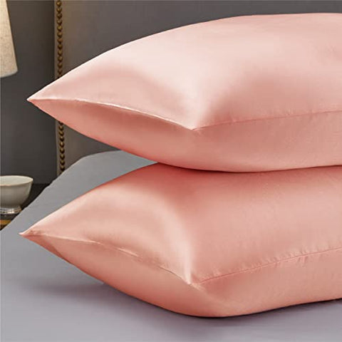 Bedsure Satin Pillowcase for Hair and Skin Queen - Pale Blush Silk Pillowcase 2 Pack 20x30 Inches - Satin Pillow Cases Set of 2 with Envelope Closure, Gifts for Women Men