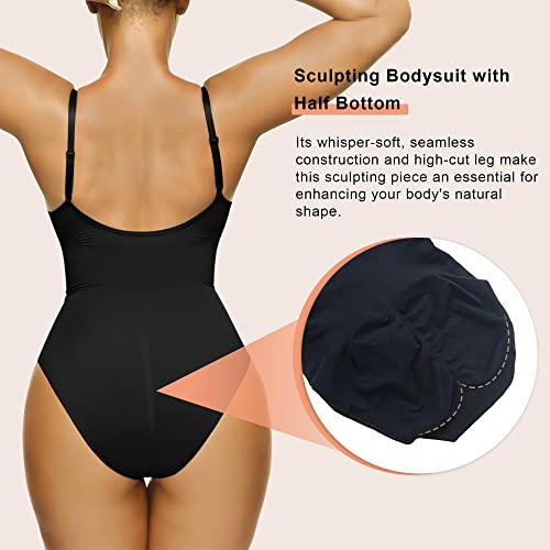 SHAPERX Bodysuit for Women Tummy Control Shapewear Seamless Sculpting Briefs Body Shaper Tank Top,SZ5213-Black-XXS/XS