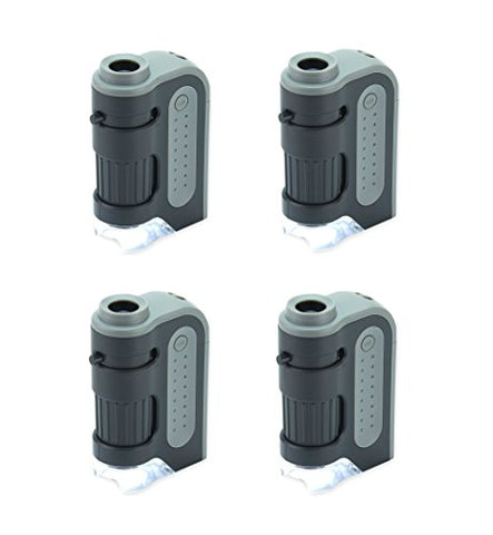 Carson MicroBrite Plus 60x-120x Power LED Lighted Pocket Microscope - Set of 4 (MM-300MU),Black/Grey
