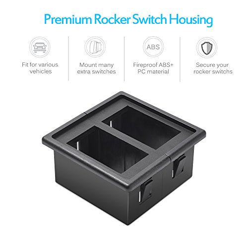 MicTuning MH002 2PCS Rocker Switch Holder Panel Housing Kit Fireproof ABS Plastic Black, 1 Pack