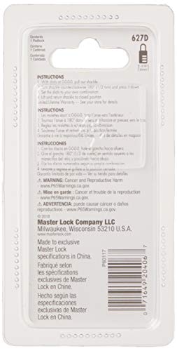 Master Lock Fortress Padlock, Set Your Own Combination Luggage Lock, 1-3/16 in. Wide, 627D