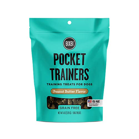 BIXBI Pocket Trainers, Peanut Butter (6 oz, 1 Pouch) - Small Training Treats for Dogs - Low Calorie and Grain Free Dog Treats, Flavorful Pocket Size Healthy and All Natural Dog Treats