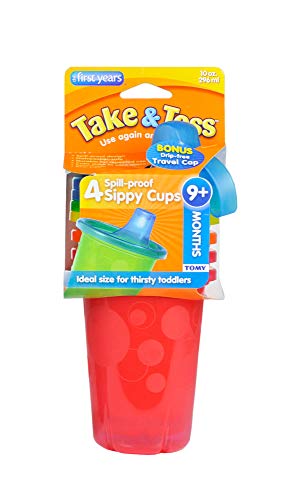 The First Years Take & Toss Spill-Proof Sippy Cups, 10 Ounce, 4 Count