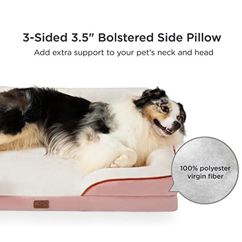 Bedsure XXL Orthopedic Dog Bed, Bolster Dog Beds for Extra Large Dogs - Foam Sofa with Removable Washable Cover, Waterproof Lining and Nonskid Bottom Couch, Pink