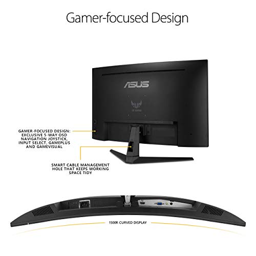 ASUS TUF Gaming 32" 1080P Curved Monitor (VG328H1B) - Full HD, 165Hz (Supports 144Hz), 1ms, Extreme Low Motion Blur, Speaker, Adaptive-Sync, FreeSync Premium, VESA Mountable, HDMI, Tilt Adjustable