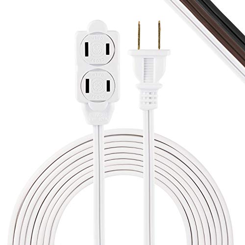 GE home electrical 3-Outlet Power Strip, 12 Ft Extension Cord, 2 Prong, 16 Gauge, Twist-to-Close Safety Outlet Covers, Indoor Rated, Perfect for Home, Office or Kitchen, UL Listed, White, 51954