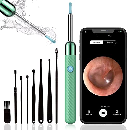 Wireless Microscope Camera,1080P Ear Camera Microscope, Ear Cleaner with Camera, Ear Wax Removal Include 8 Pcs Ear Set, Ear Cleaning Kit for iPhone, iPad, Android Phones,Green