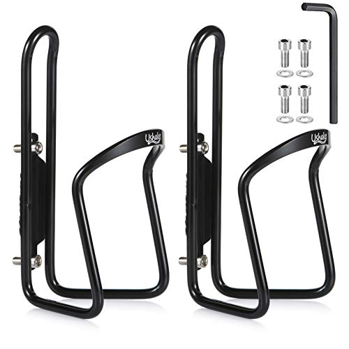 USHAKE Water Bottle Cages, Basic MTB Bike Bicycle Alloy Aluminum Lightweight Water Bottle Holder Cages Brackets(2 Pack- Drilled Holes Required)