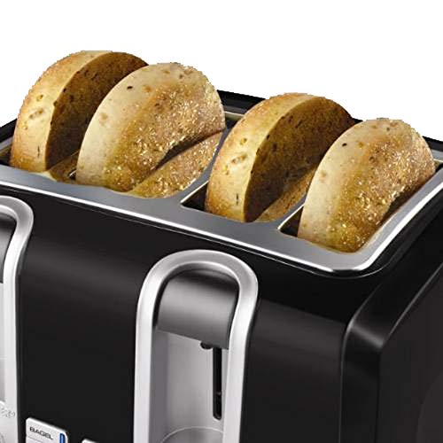 BLACK+DECKER T4569B 4-Slice Toaster, Bagel Toaster, Black