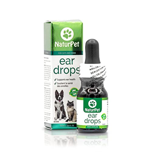 NaturPet Ear Drops for Dogs & Cats | Use for Cleaning, Prior to Swimming, Stinky, Smelly Ears, Itchy Ears | All Natural Herbal Drops 10mL