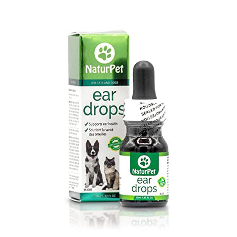 NaturPet Ear Drops for Dogs & Cats | Use for Cleaning, Prior to Swimming, Stinky, Smelly Ears, Itchy Ears | All Natural Herbal Drops 10mL